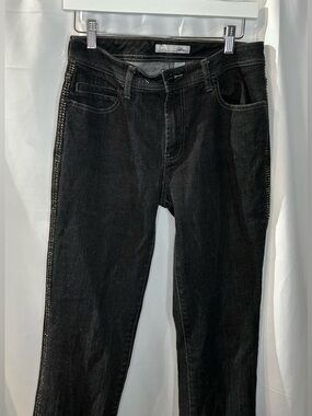 Chico's Black Straight Leg Jeans with Side Stud Detail